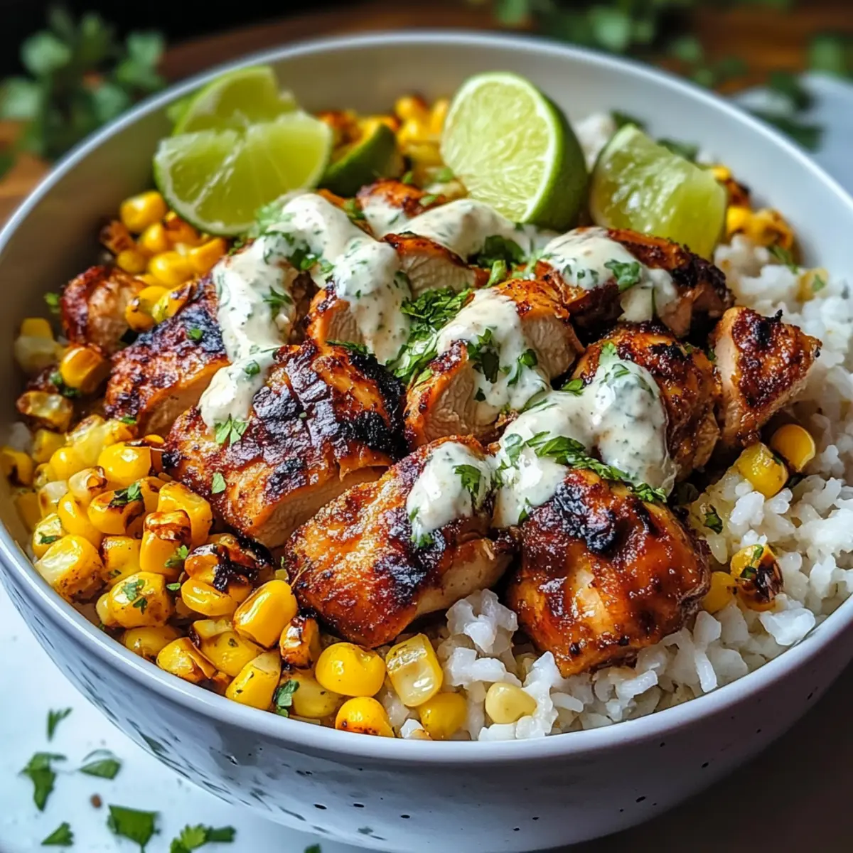 Mais-Hühnchen und Reis-Schalen