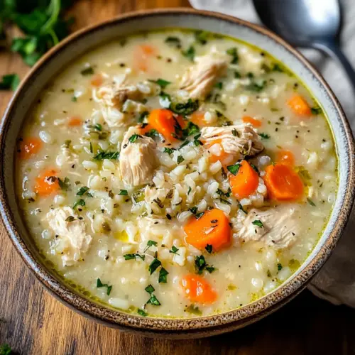 Cremige Hühner-Reis-Suppe