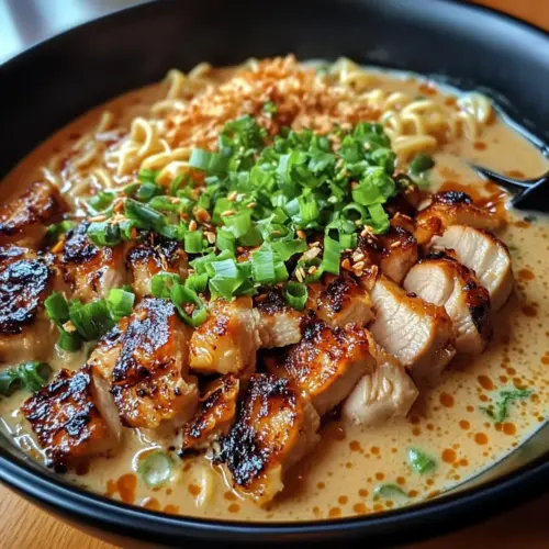 Hühnchen-Ramen mit cremiger Knoblauchsoße
