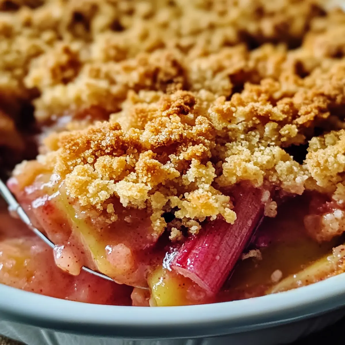 Klassischer Rhabarber-Crisp mit gefrorenem Rhabarber