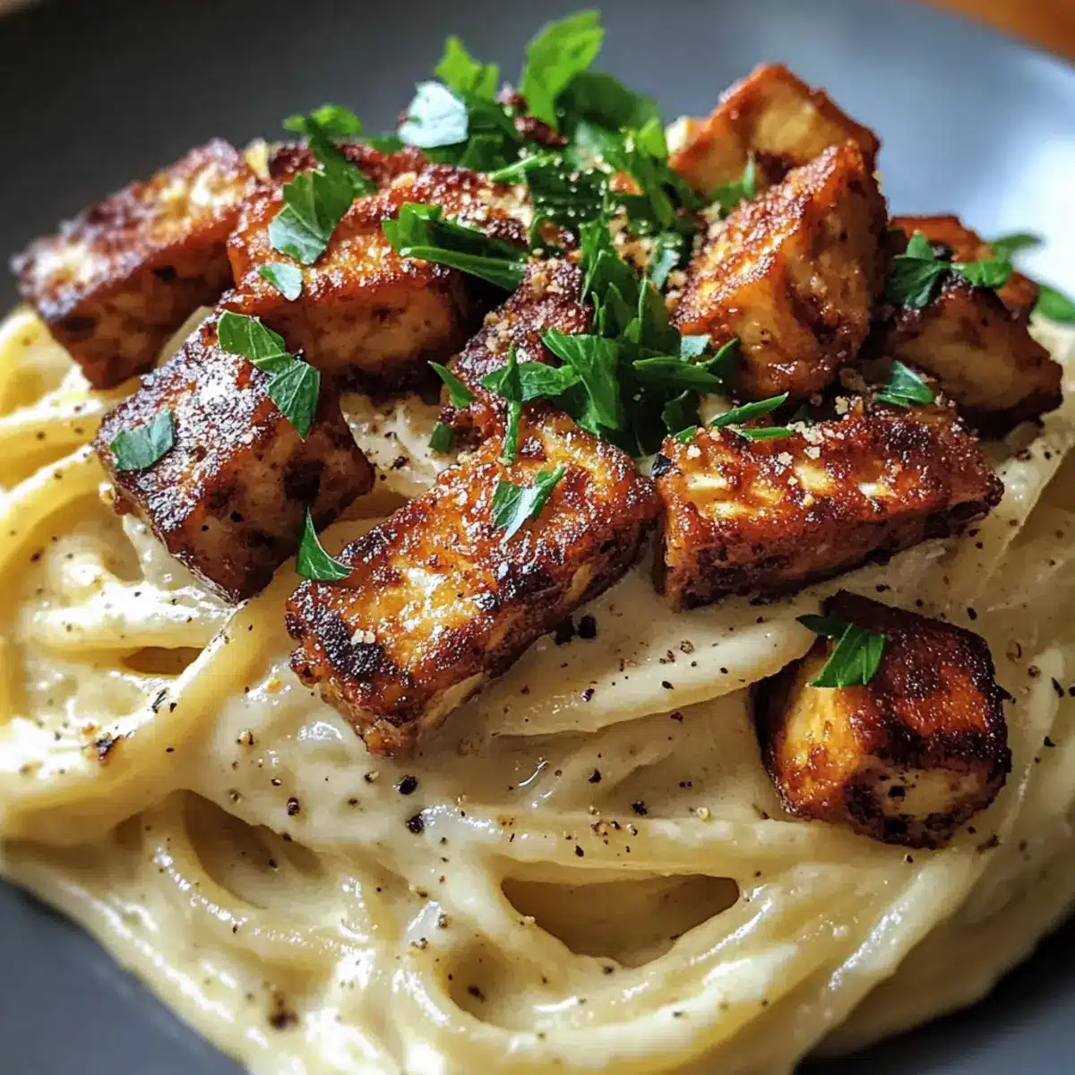 Geräucherte Tofu Carbonara