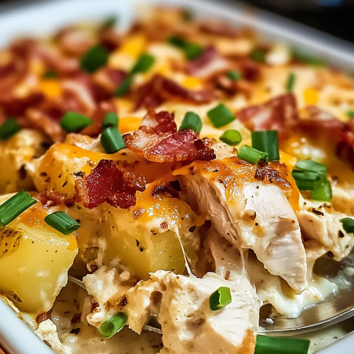 Beladene Kartoffel Ranch Hähnchen Auflauf