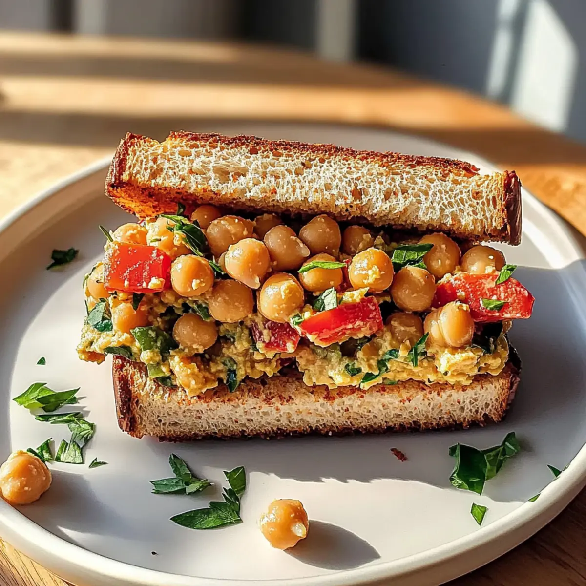 Mediterraner Kichererbsensalat Sandwich