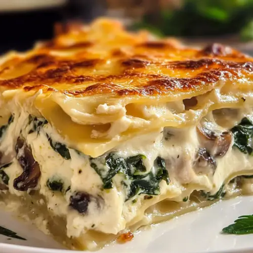 Pilz- und Spinatlasagne