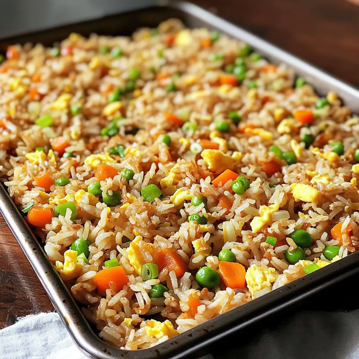 Blechpfannen gebratener Reis