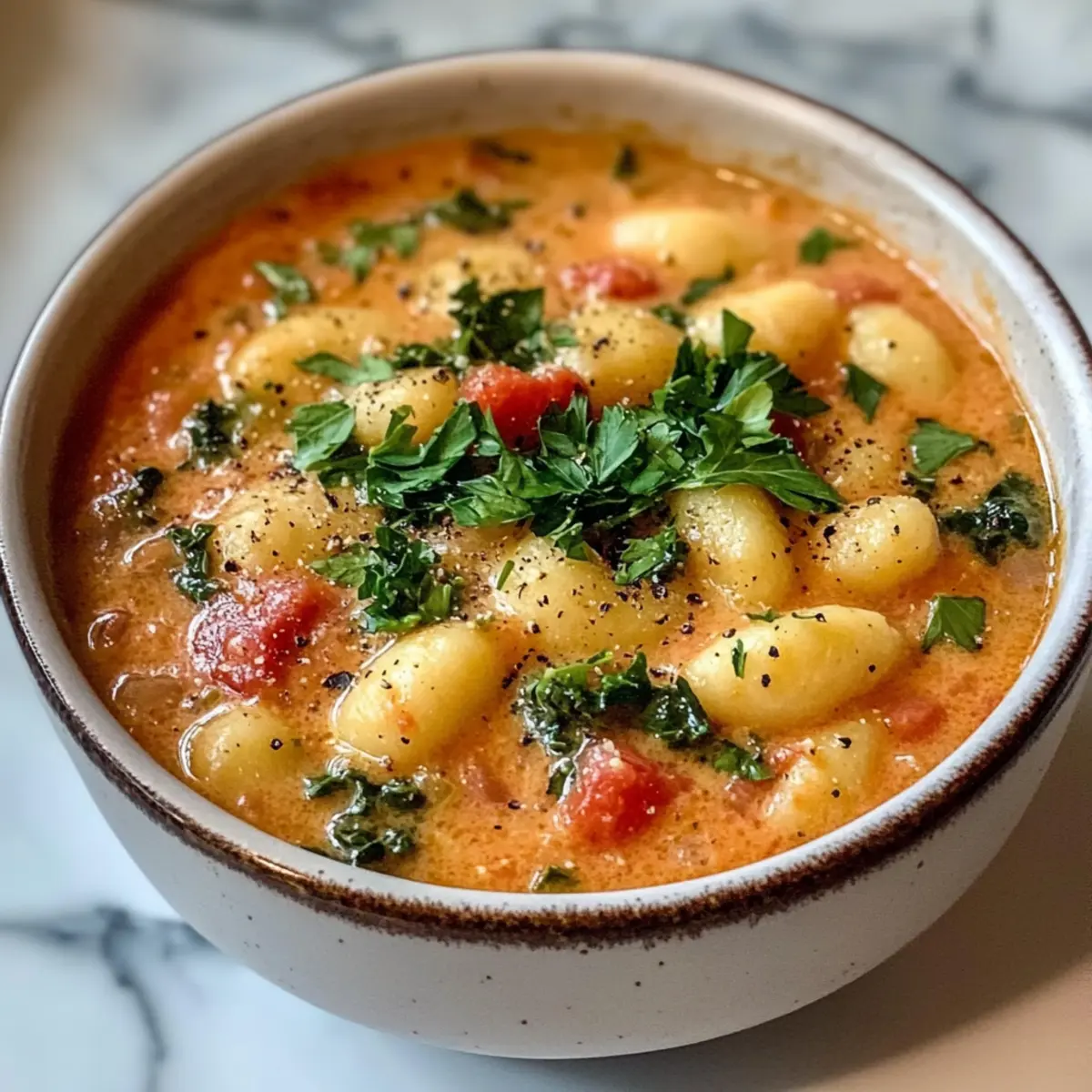 Sonnengetrocknete Tomaten Gnocchi Suppe