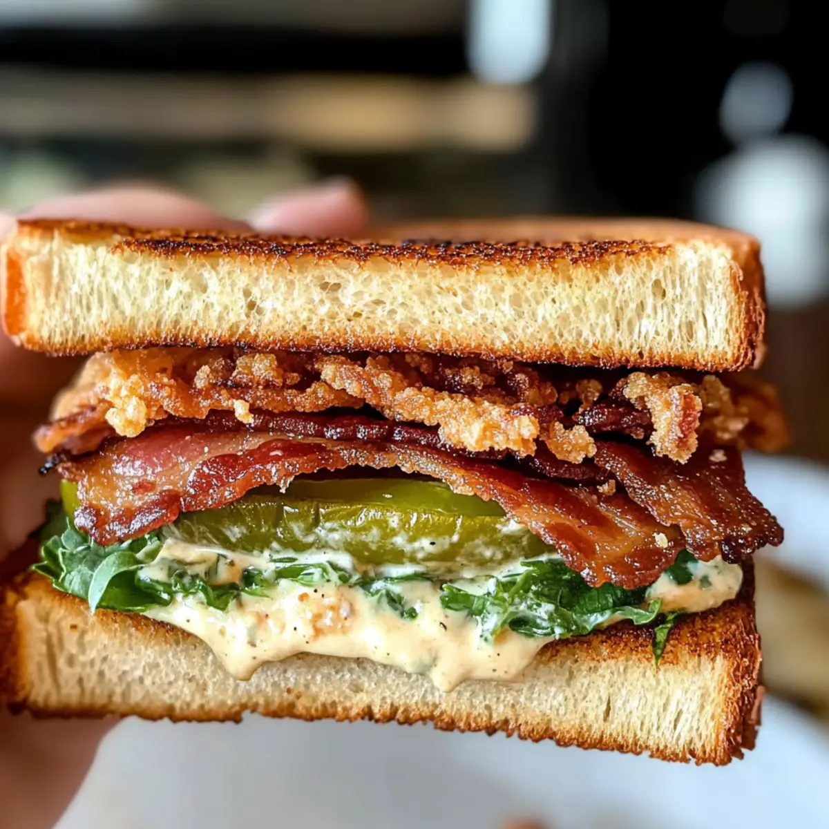 Knuspriges frittiertes grünes Tomaten-BLT-Sandwich