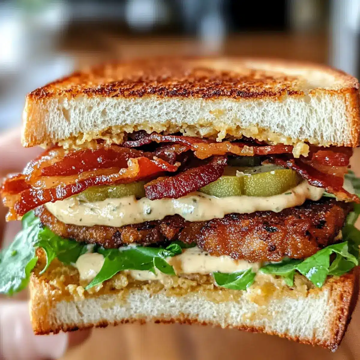 Knuspriges gebratenes grünes Tomaten-BLT-Sandwich