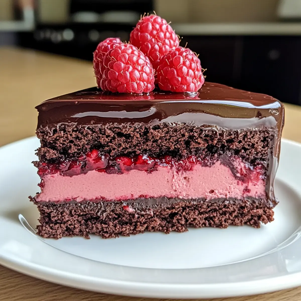 Dunkle Schokoladen-Himbeer-Mousse-Torte