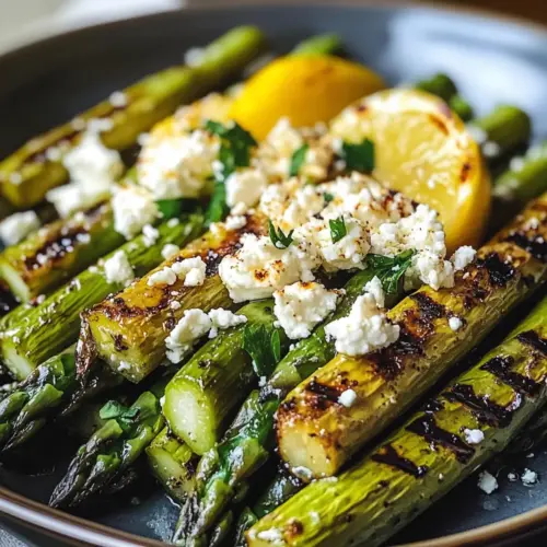Grilled asparagus with lemon and feta