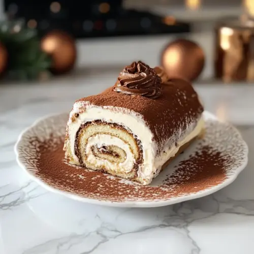 Feine Tiramisu-Yule-Log-Torte