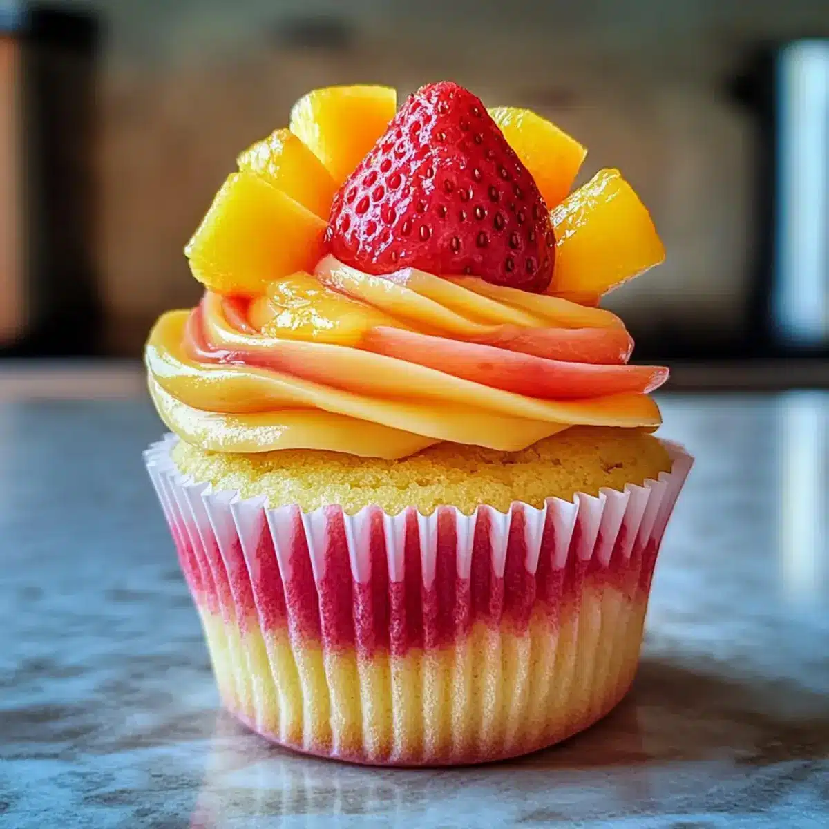 Mango Erdbeer Sonnenuntergang Cupcakes