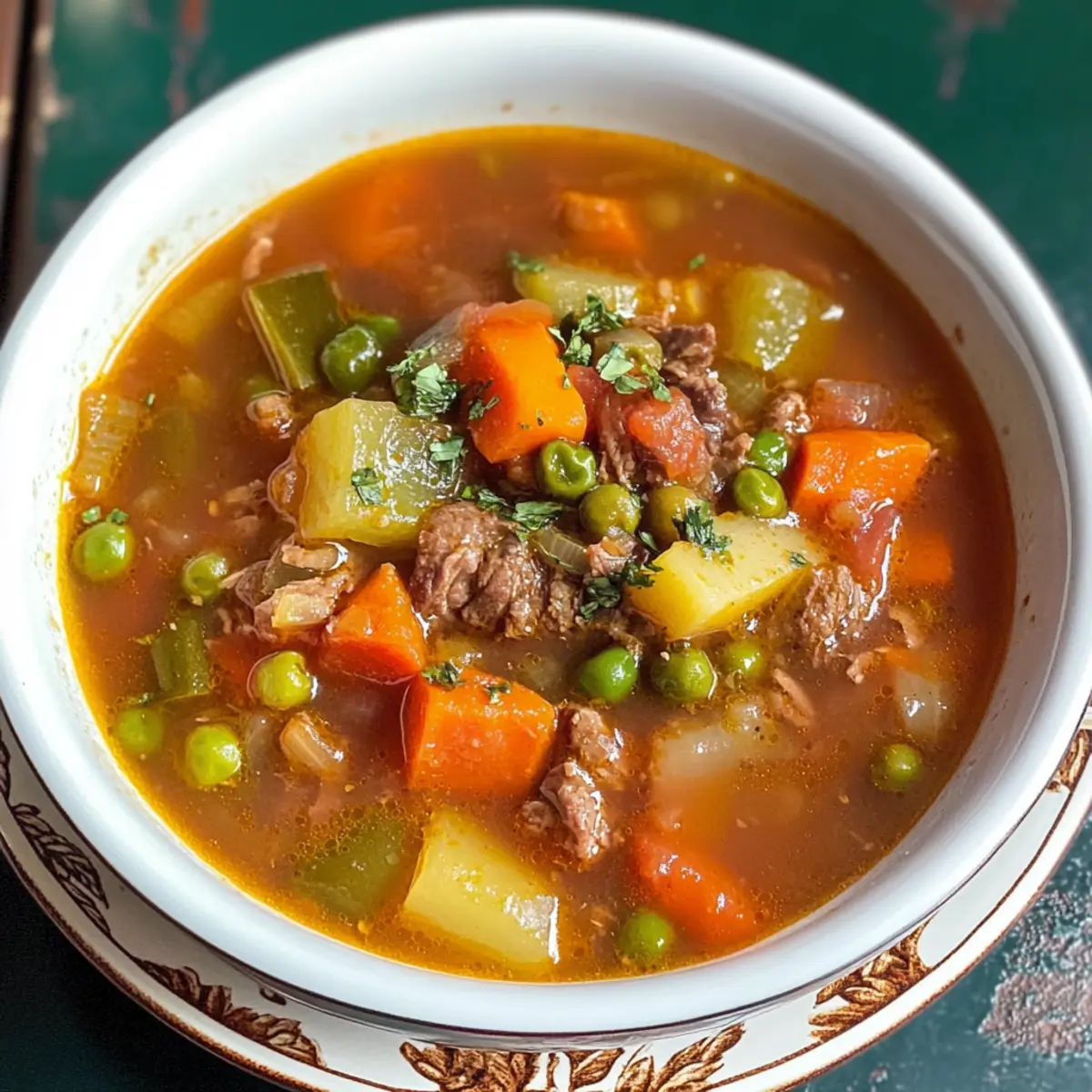 Altmodische Rindfleischgemüsesuppe
