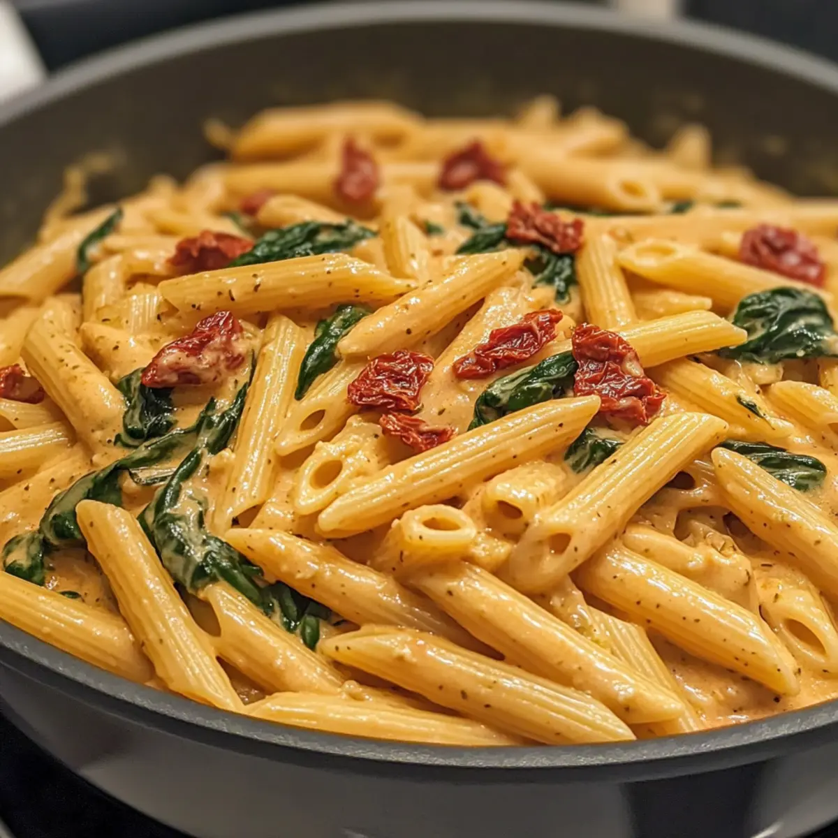 Ein-Topf Spinat Tomaten Pasta