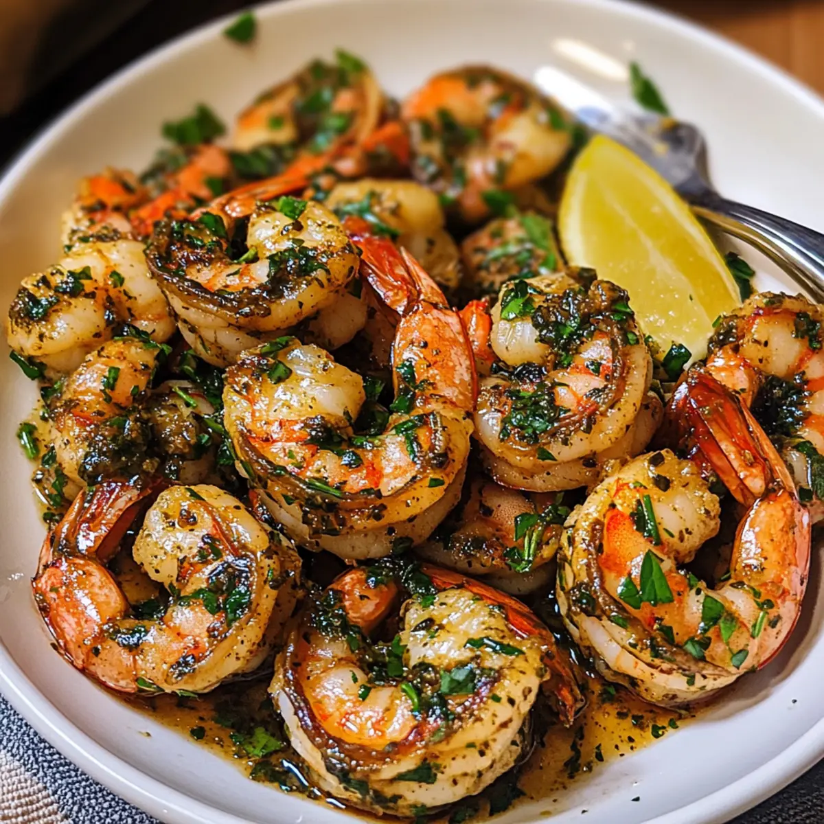 Pfanne-gebratene Chimichurri-Garnelen