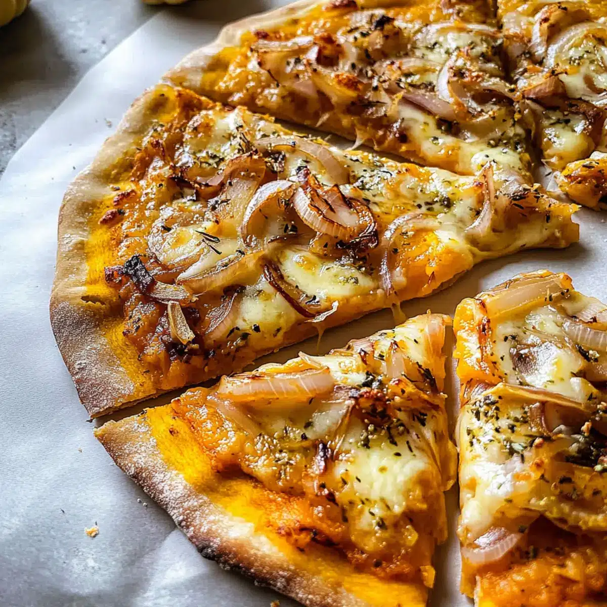 Kürbis und Gouda Pizza