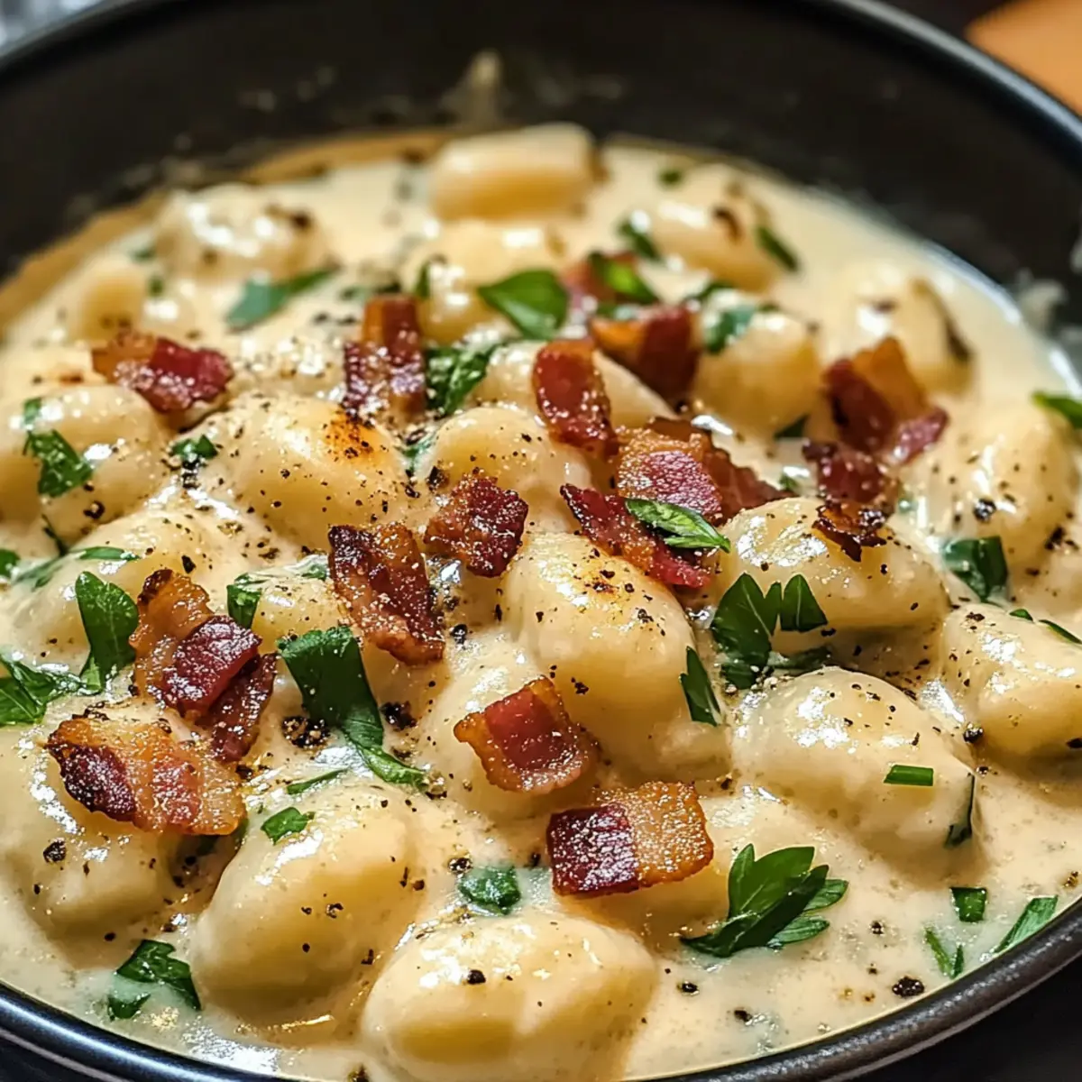 Geröstete Knoblauch-Cremesauce mit Gnocchi