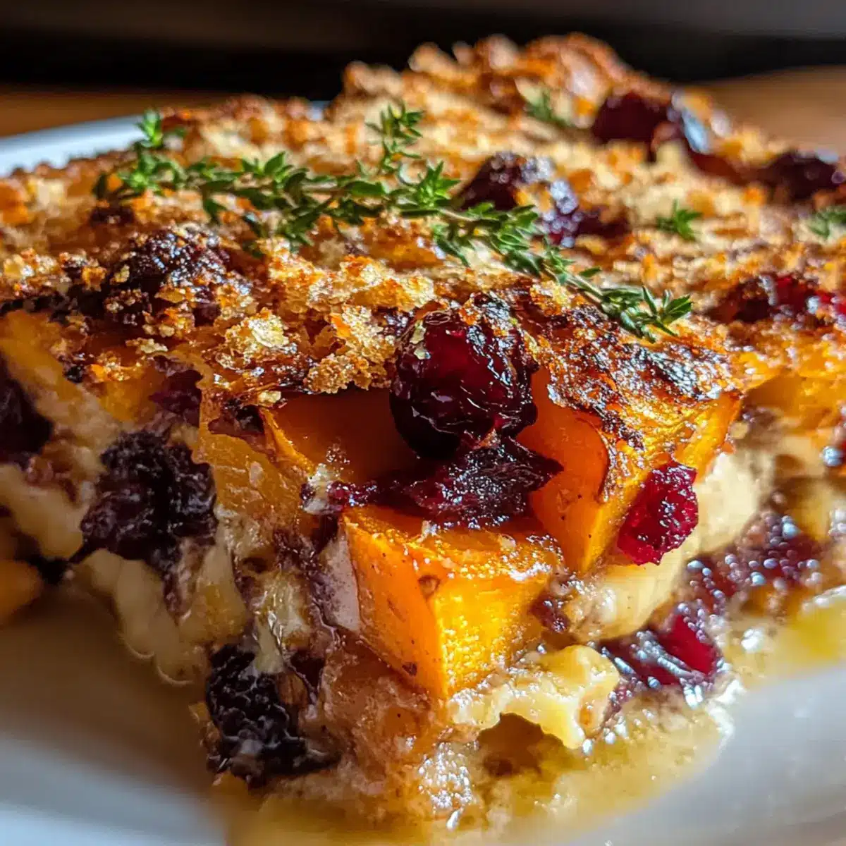 Süßkartoffel- und Preiselbeergratin