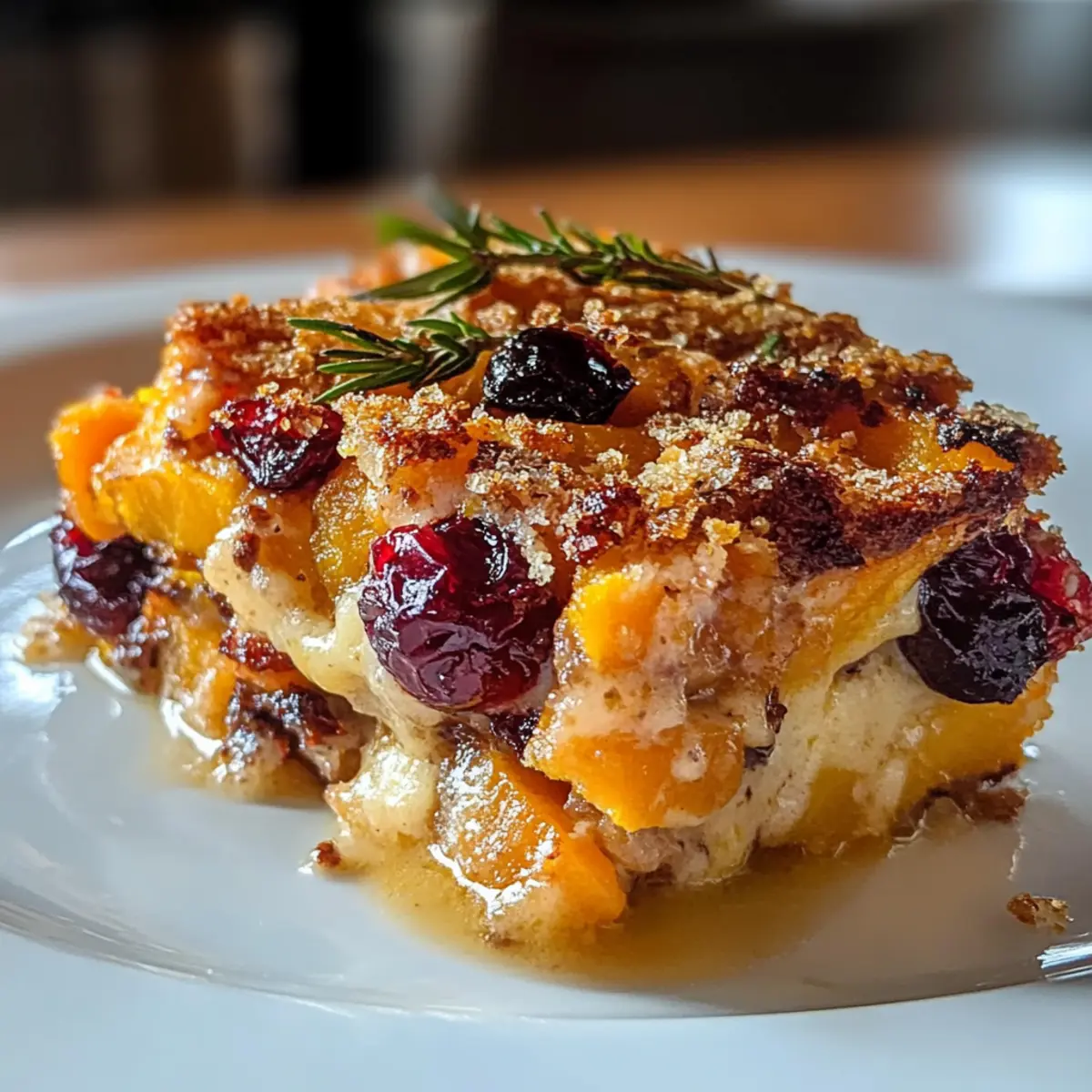 Süßkartoffel- und Cranberry-Gratin