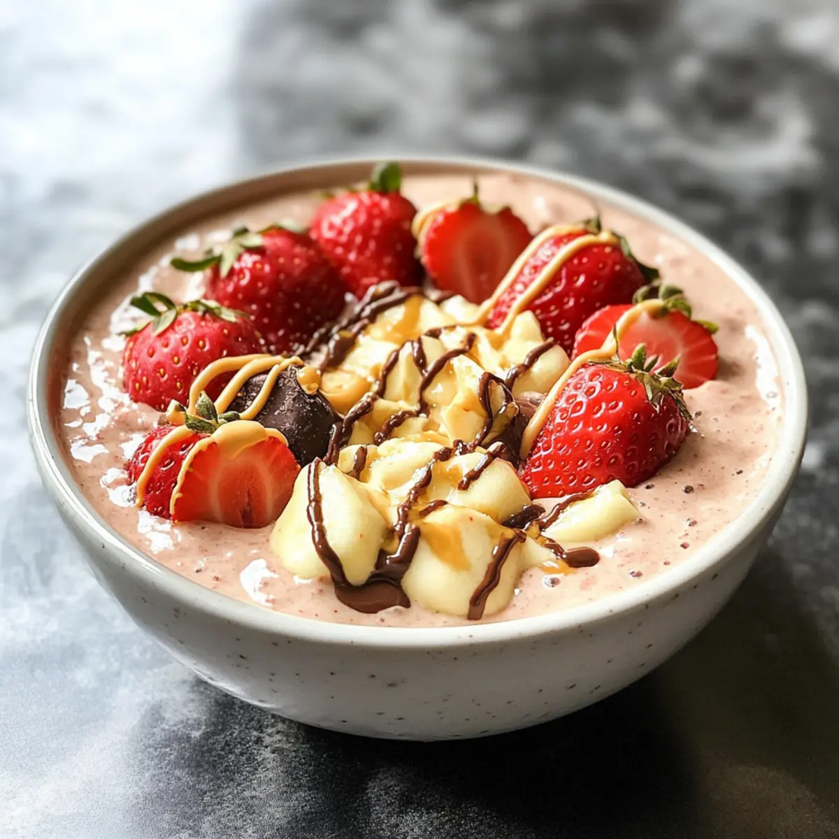 Weißer Schokoladen-Erdbeer-Smoothie-Schüssel