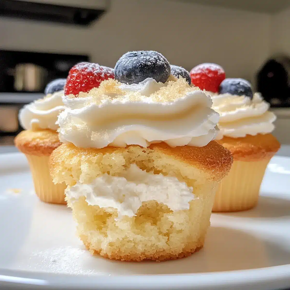 Fluffige japanische Käsekuchen-Cupcakes