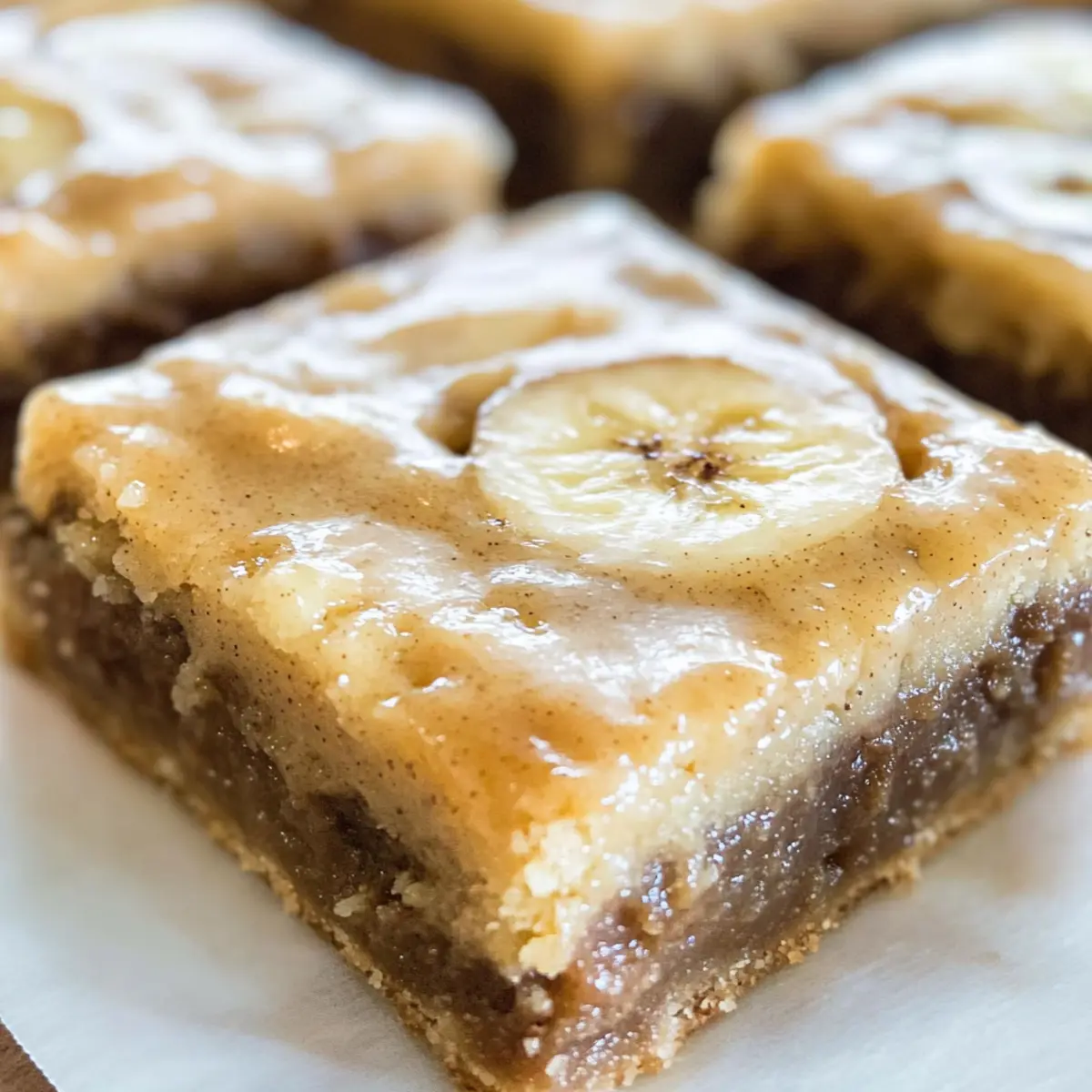 Fudgy Bananenriegel mit braunem Butter-Vanille-Glasur