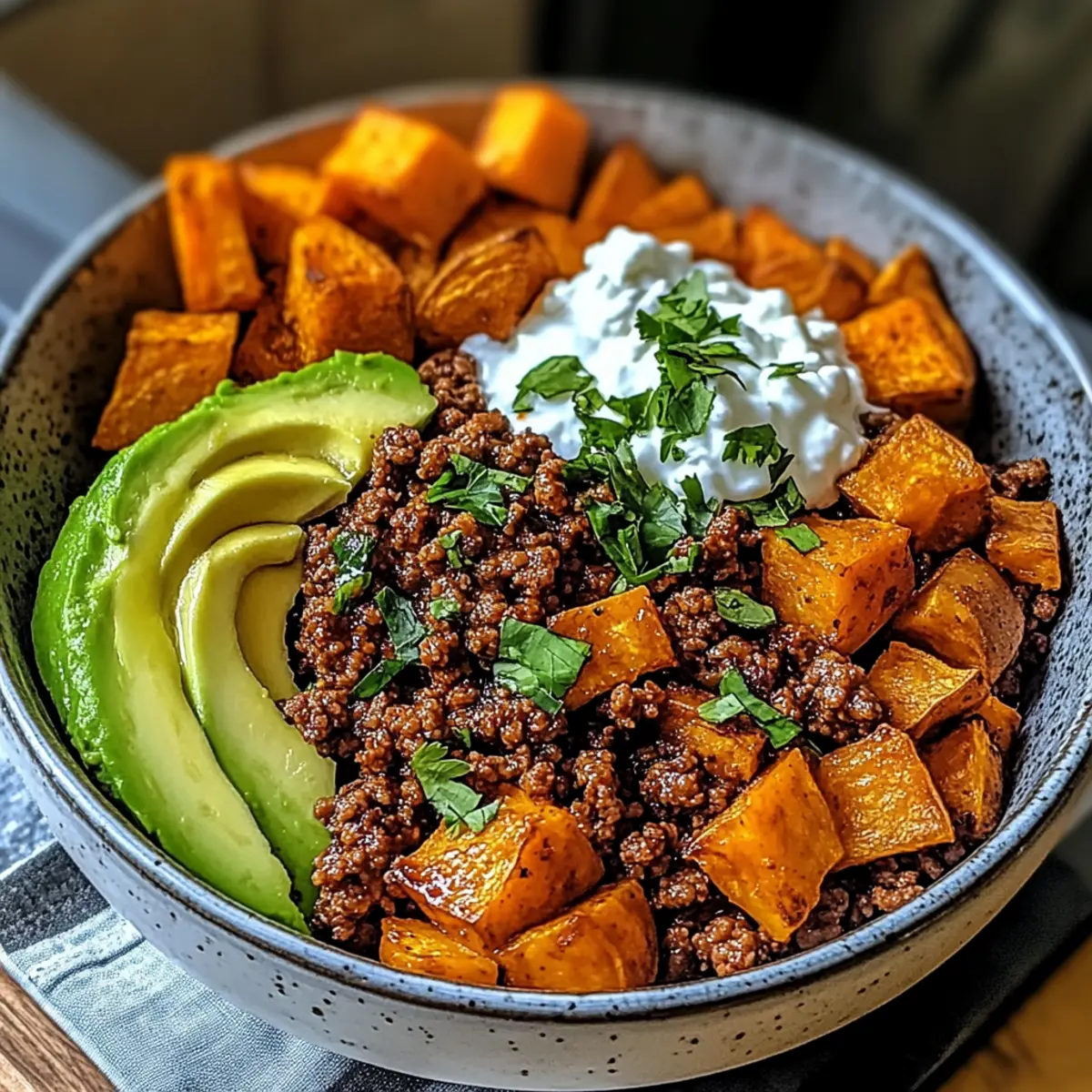Rinderhackfleisch Hot Honey Schüssel