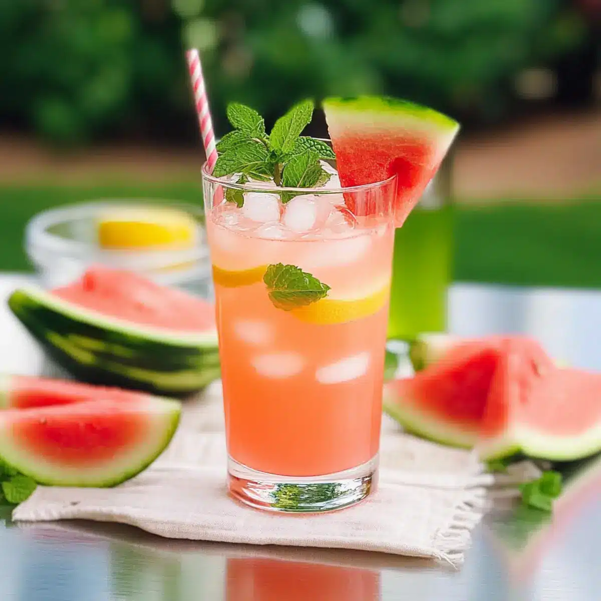 Wassermelonen-Limonade Rezept Zutaten: - 4 Tassen Wassermelone, gewürfelt - 1 Tasse frisch gepresster Zitronensaft - 1/2 Tasse Zucker - 4 Tassen Wasser - Eiswürfel - Frische Minze zur Dekoration Anleitung: 1. Die Wassermelonenwürfel in einen Mixer geben und pürieren, bis sie glatt sind. 2. Das Wassermelonenpüree durch ein Sieb gießen, um den Saft zu trennen. 3. Den frisch gepressten Zitronensaft und den Zucker zum Wassermelonensaft hinzufügen. 4. Das Wasser einrühren und gut vermischen. 5. In Gläser mit Eiswürfeln gießen und mit frischer Minze dekorieren. 6. Kaltes Getränk genießen.